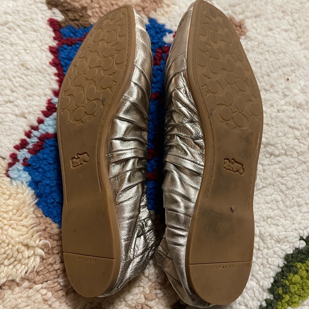 Coach square toe light gold ballet flats size 9B cute comfy balletcore - Picture 4 of 6